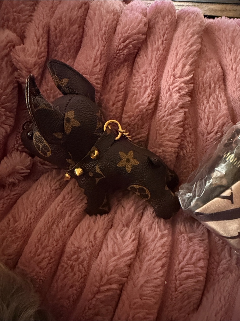 Epi leather Luxury-Inspired Black & Gold Bulldog Coin Purse - Picture 7 of 8